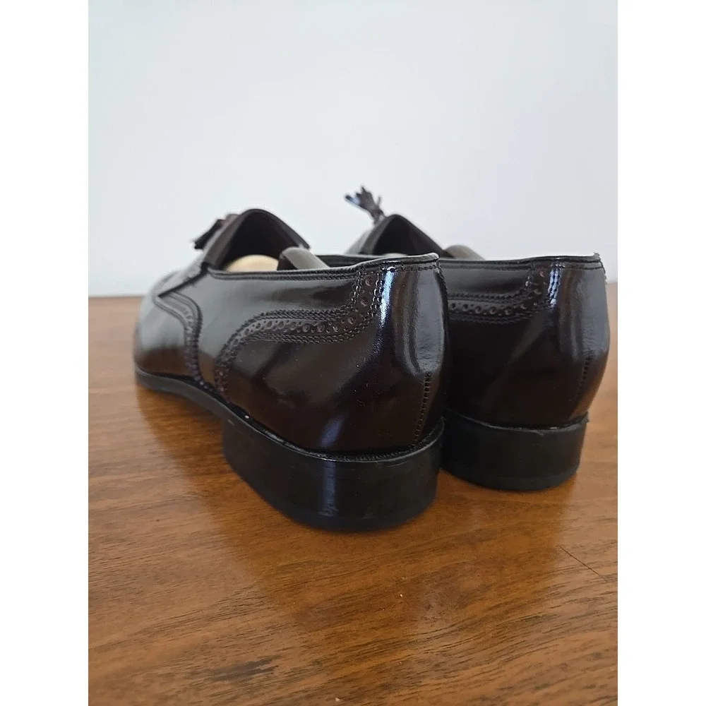 Florsheim Imperial Wingtip Kiltie Tassel Loafers Burgundy Brown 8.5 3E EEE